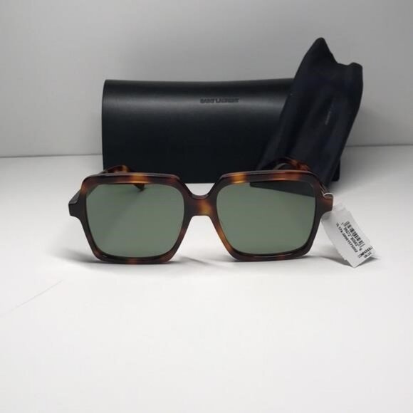 New Authentic Tortoise Square Sunglasses with Black Case SL 174 002 - Picture 1 of 11